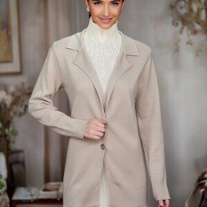 Eileen Fisher Silk Cotton Blend Double Button Cardigan Coat Old Money Size S